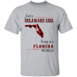 Just A Delaware Girl Living In A Florida World T-shirt - T-shirt Born Live Plaid Red Teezalo