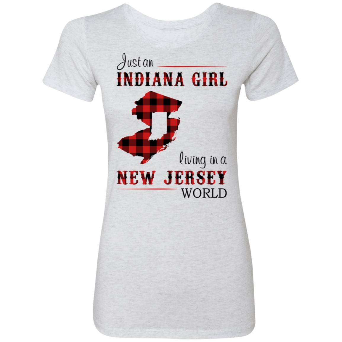 Just An Indiana Girl Living In A New Jersey World T-Shirt - T-shirt Born Live Plaid Red Teezalo