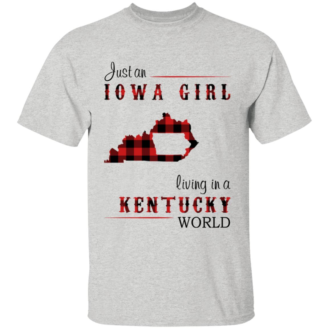 Just An Iowa Girl Living In A Kentucky World T-shirt - T-shirt Born Live Plaid Red Teezalo