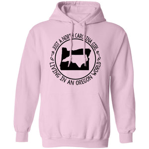North Carolina Girl Living In Oregon World T- Shirt - T-shirt Teezalo