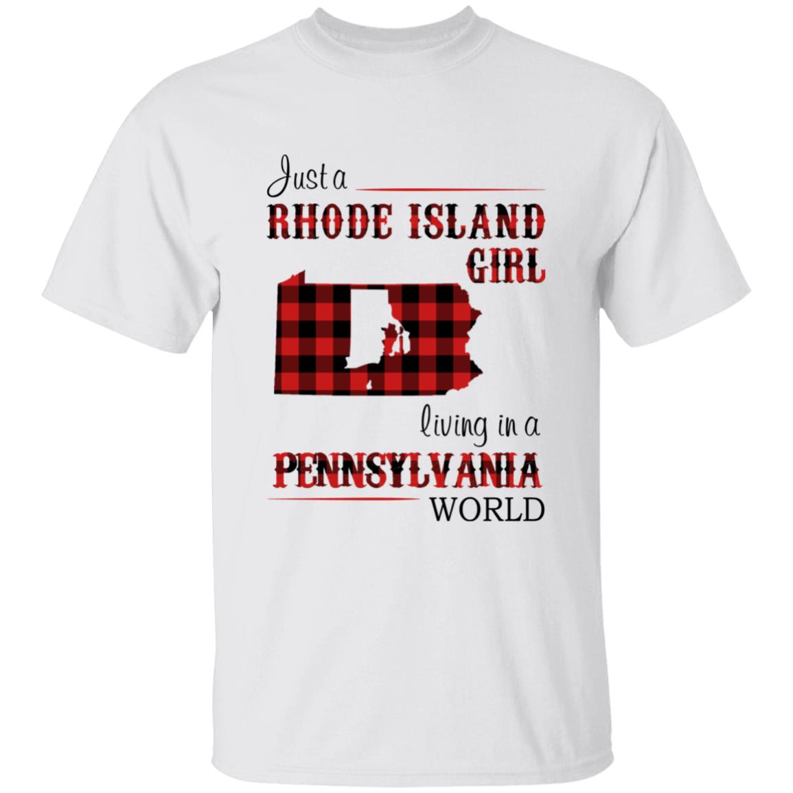 Just A Rhode Island  Girl Living In A Pennsylvania World T-shirt - T-shirt Born Live Plaid Red Teezalo