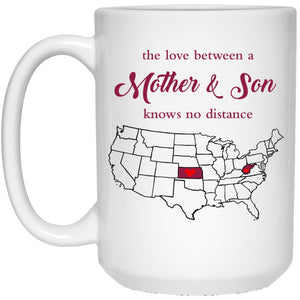 West Virginia Kansas The Love Between Mother And Son Mug - Mug Teezalo