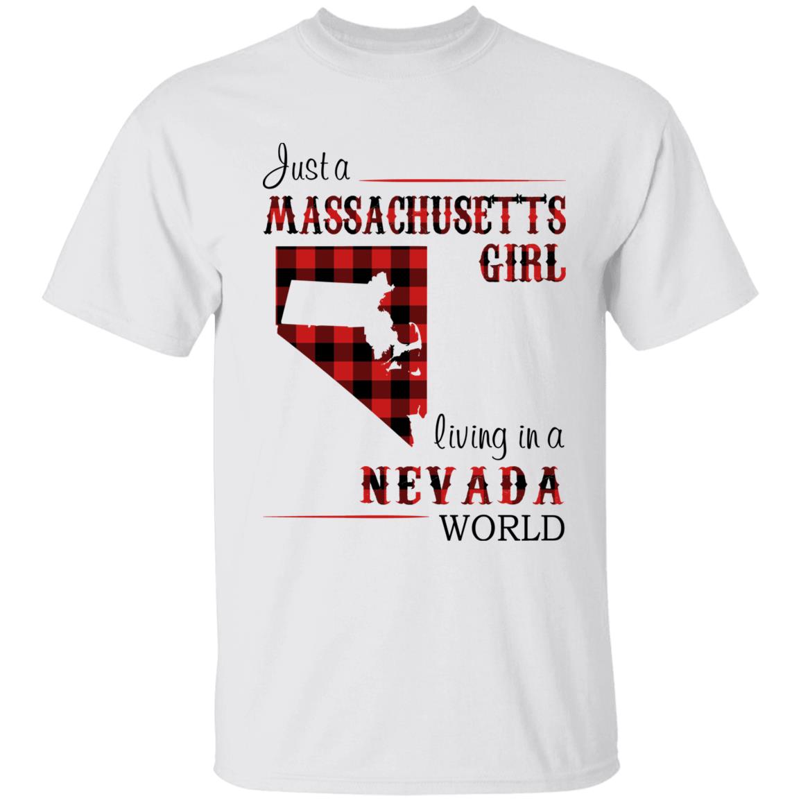Just A Massachusetts Girl Living In A Nevada World T-shirt - T-shirt Born Live Plaid Red Teezalo