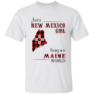 Just A New Mexico Girl Living In A Maine World T-shirt - T-shirt Born Live Plaid Red Teezalo