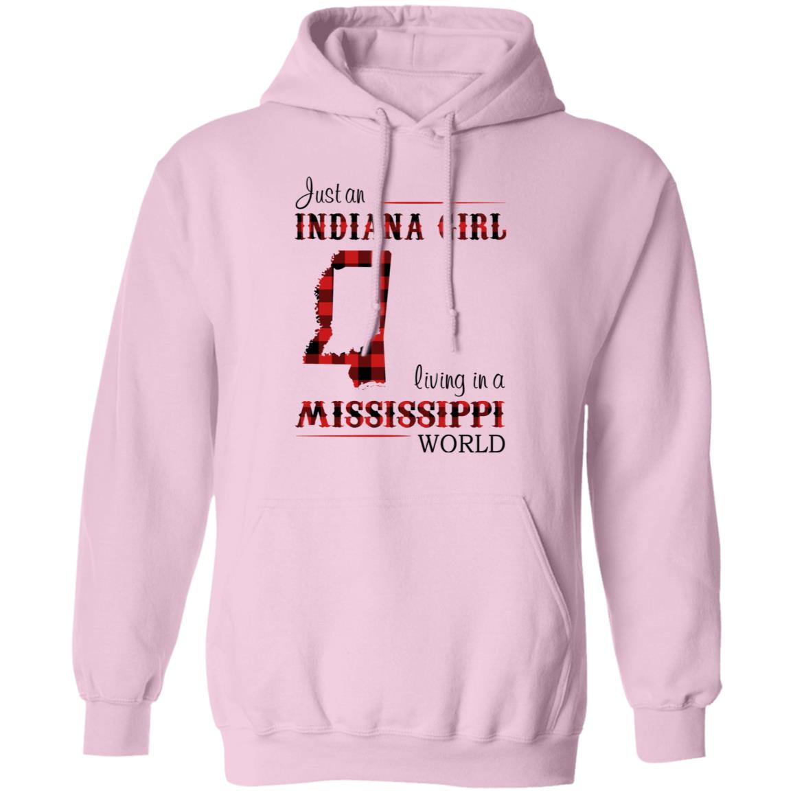 Just An Indiana Girl Living In A Mississippi World T-Shirt - T-shirt Born Live Plaid Red Teezalo