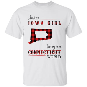 Just An Iowa Girl Living In A Connecticut World T-shirt - T-shirt Born Live Plaid Red Teezalo