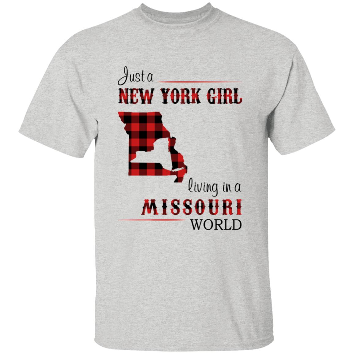 Just A New York Girl Living In A Missouri World T-shirt - T-shirt Born Live Plaid Red Teezalo