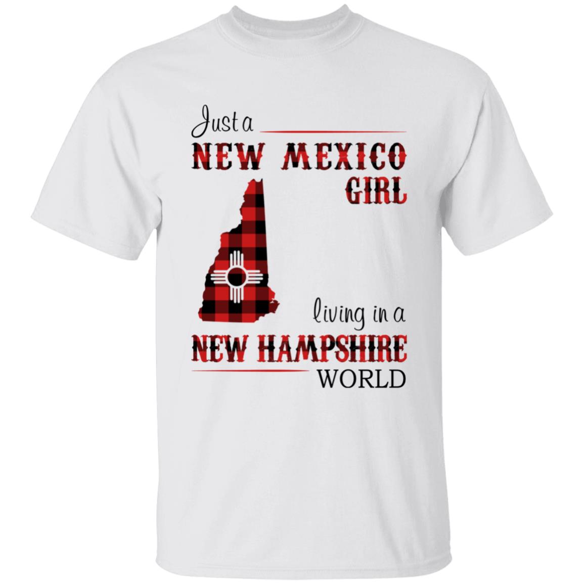 Just A New Mexico Girl Living In A New Hampshire World T-shirt - T-shirt Born Live Plaid Red Teezalo