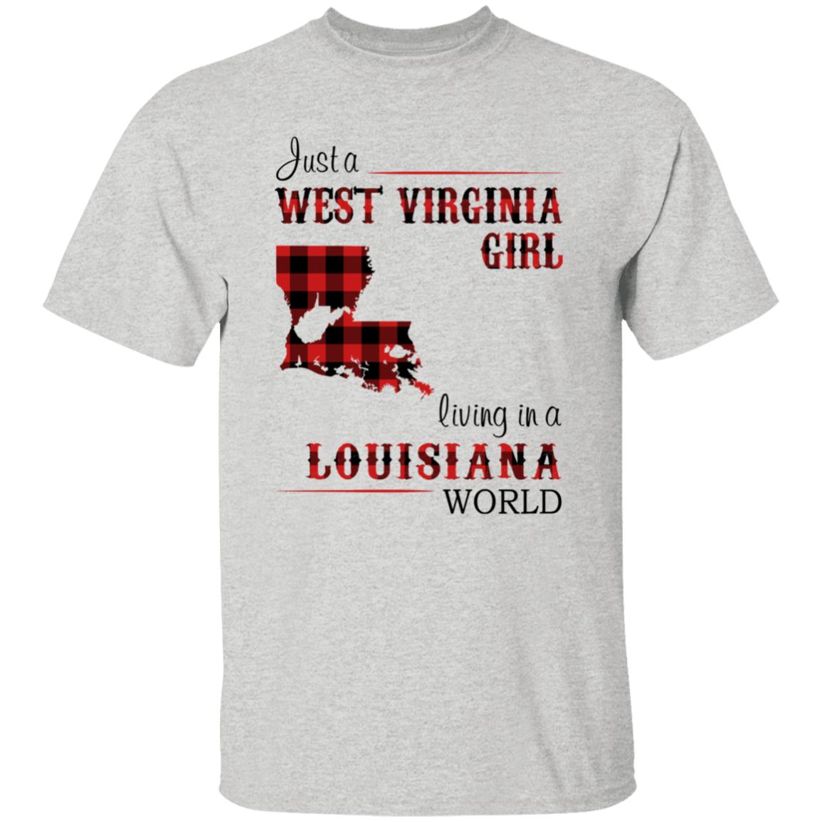 Just A West Virginia Girl Living In A Louisiana World T-shirt - T-shirt Born Live Plaid Red Teezalo
