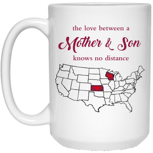 Wisconsin Kansas The Love Between Mother And Son Mug - Mug Teezalo