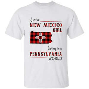 Just A New Mexico Girl Living In A Pennsylvania World T-shirt - T-shirt Born Live Plaid Red Teezalo