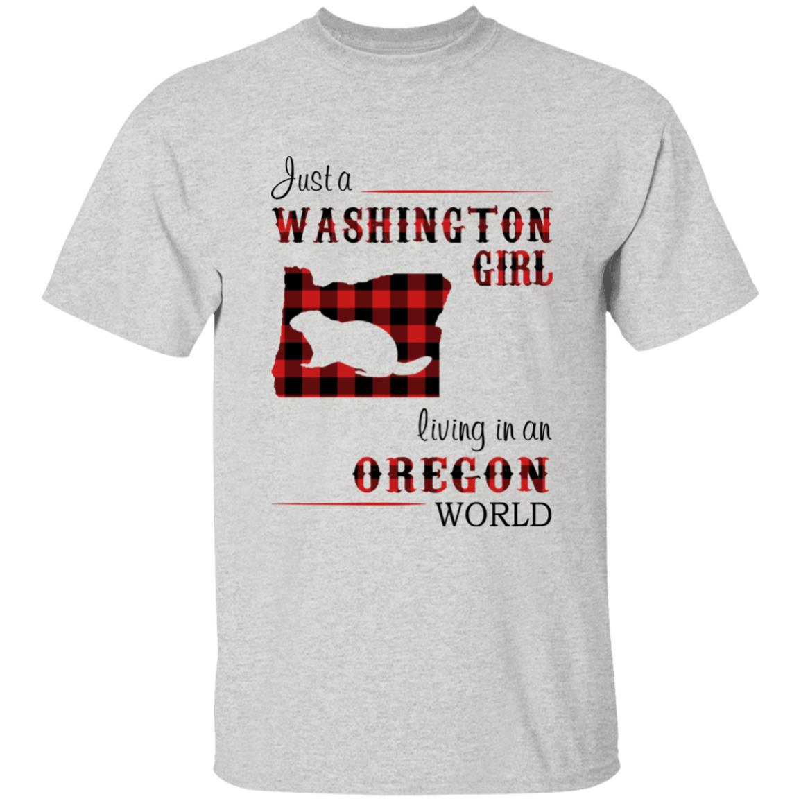 Just A Washington Girl Living In An Oregon World T-shirt - T-shirt Born Live Plaid Red Teezalo