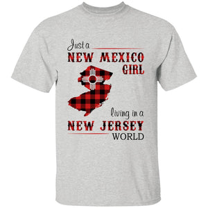 Just A New Mexico Girl Living In A New Jersey World T-shirt - T-shirt Born Live Plaid Red Teezalo