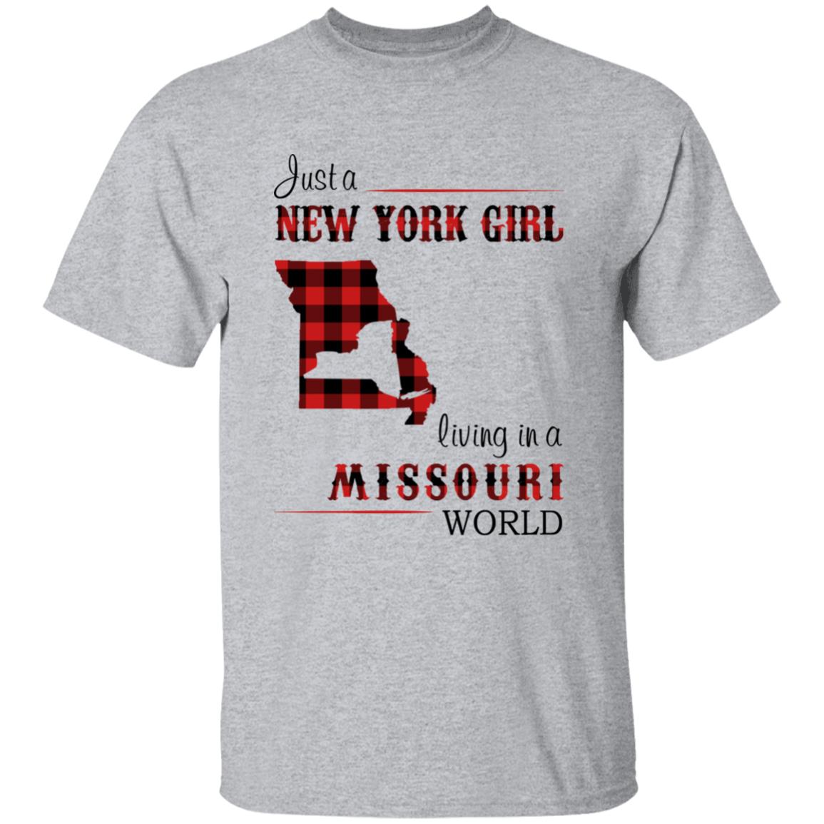 Just A New York Girl Living In A Missouri World T-shirt - T-shirt Born Live Plaid Red Teezalo