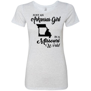 Just An Arkansas Girl In A Missouri World T-Shirt - T-shirt Teezalo