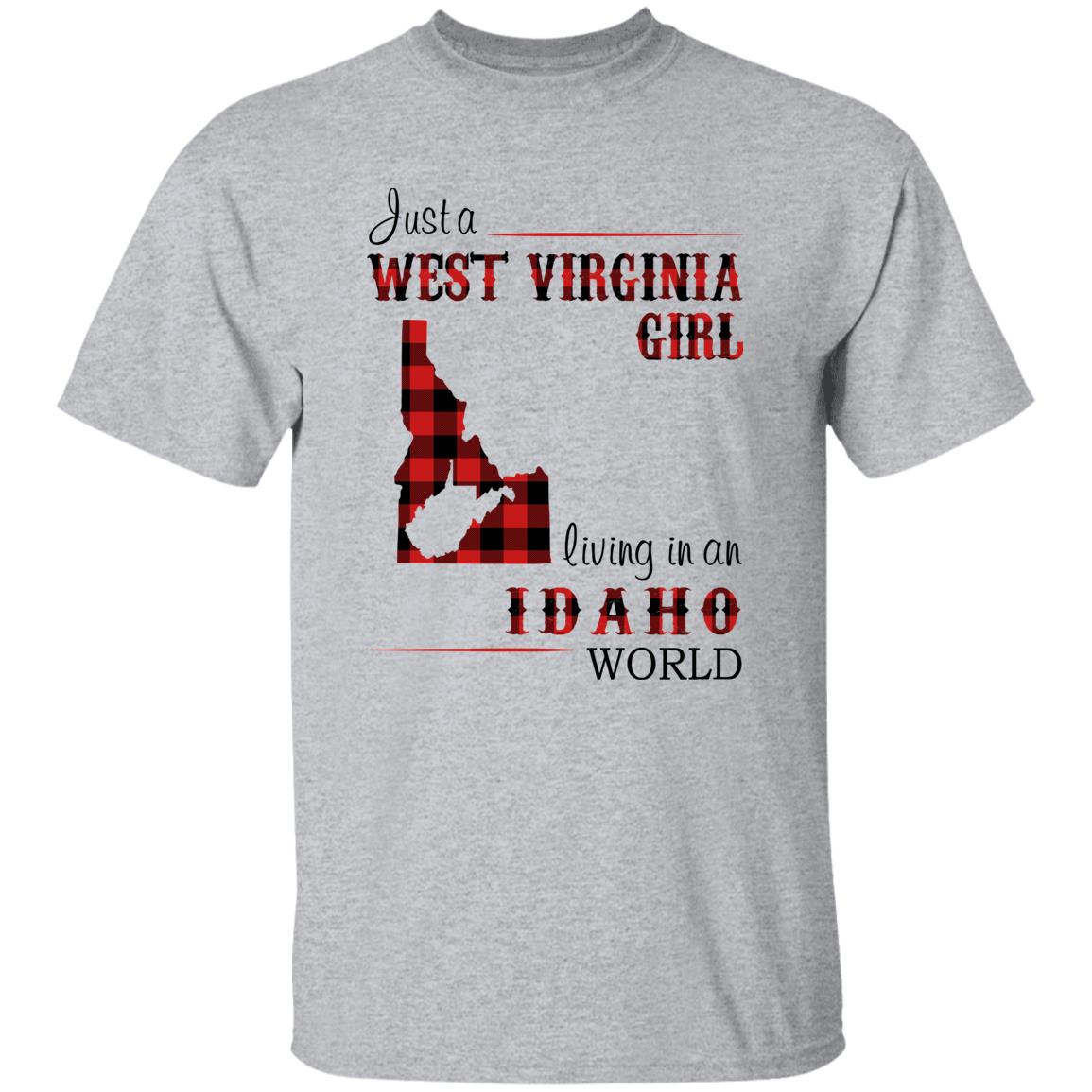 Just A West Virginia Girl Living In An Idaho World T-shirt - T-shirt Born Live Plaid Red Teezalo