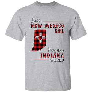 Just A New Mexico Girl Living In An Indiana World T-shirt - T-shirt Born Live Plaid Red Teezalo