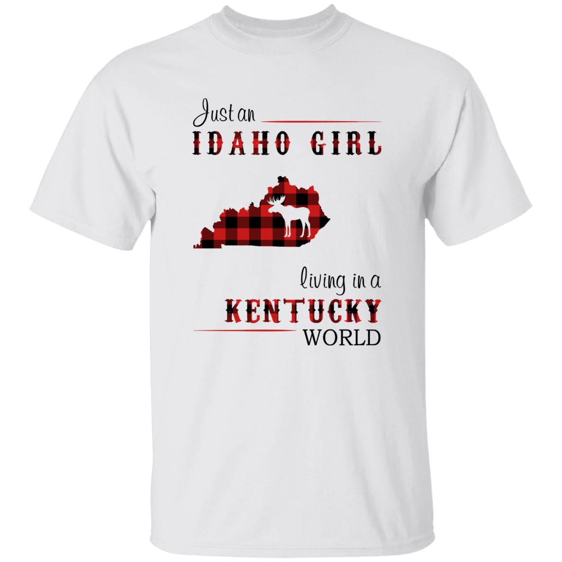 Just An Idaho Girl Living In A Kentucky World T-shirt - T-shirt Born Live Plaid Red Teezalo