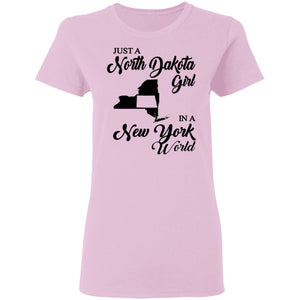 Just A North Dakota Girl In A New York World T Shirt - T-shirt Teezalo