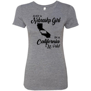 Just A Nebraska Girl In A California World T-Shirt - T-shirt Teezalo