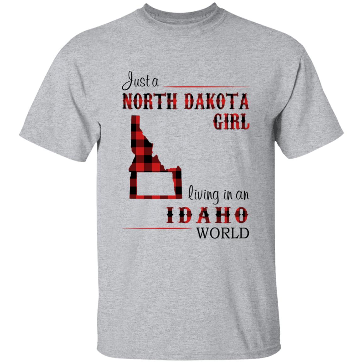 Just A North Dakota Girl Living In An Idaho World T-shirt - T-shirt Born Live Plaid Red Teezalo