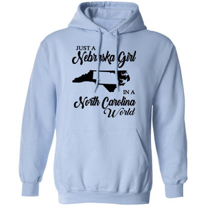 Just A Nebraska Girl In A North Carolina World T-Shirt - T-shirt Teezalo