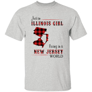 Just An Illinois Girl Living In A New Jersey World T-shirt - T-shirt Born Live Plaid Red Teezalo