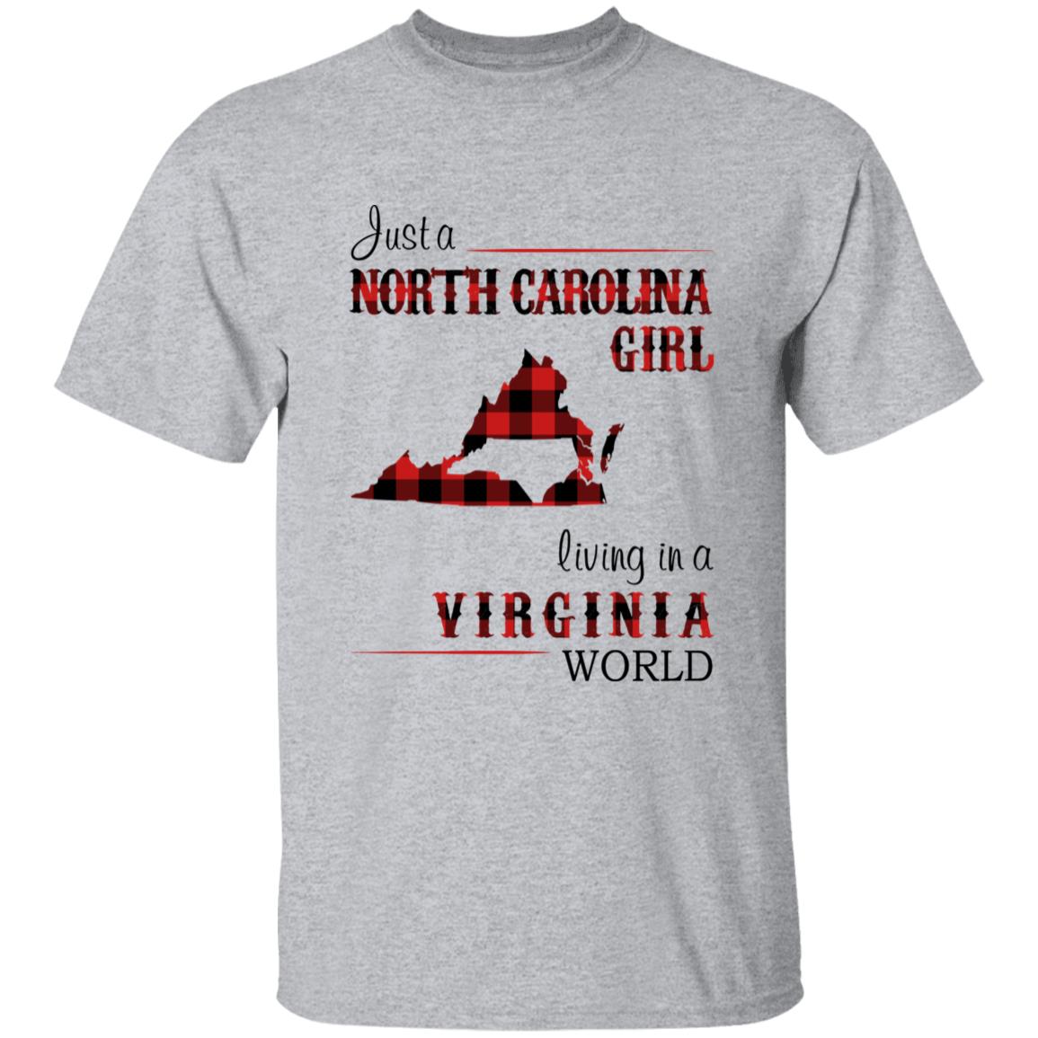 Just A North Carolina Girl Living In A Virginia World T-shirt - T-shirt Born Live Plaid Red Teezalo