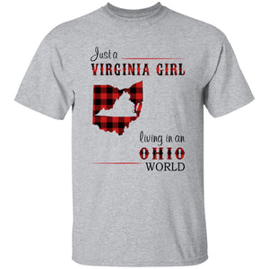 Just A Virginia Girl Living In An Ohio Girl T-shirt - T-shirt Born Live Plaid Red Teezalo