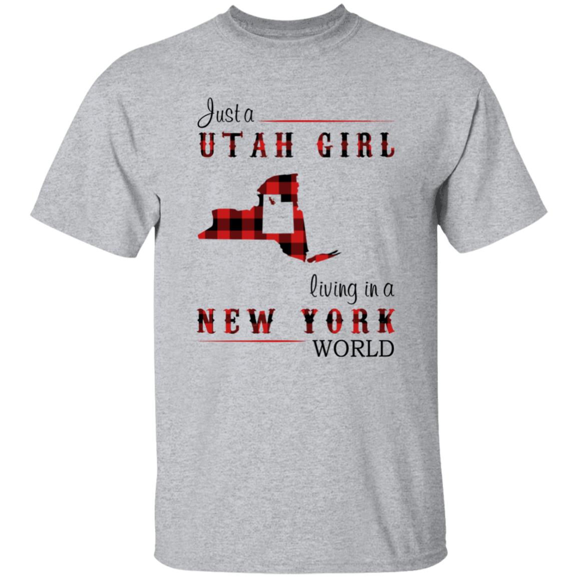 Just A Utah Girl Living In A New York World T-shirt - T-shirt Born Live Plaid Red Teezalo