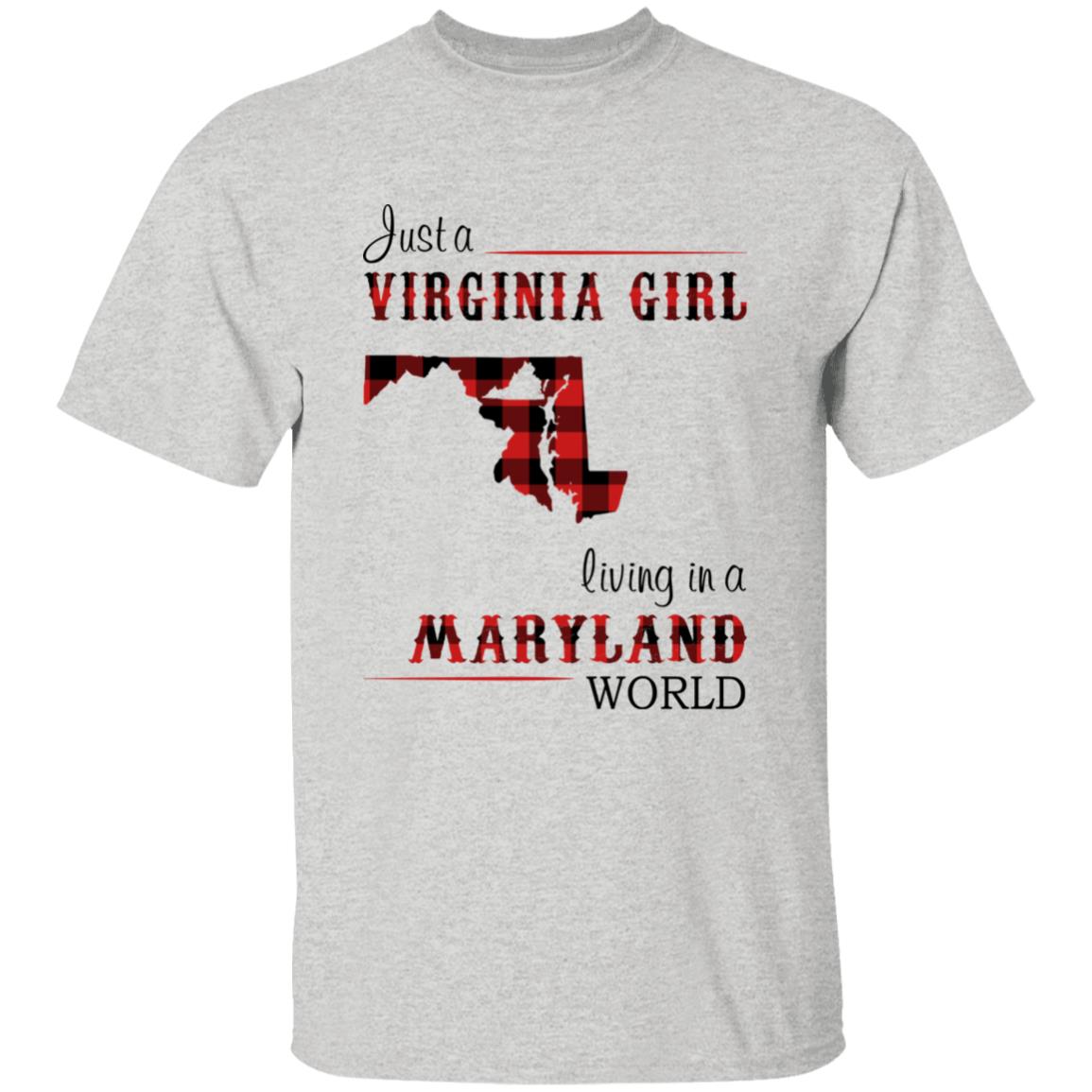 Just A Virginia Girl Living In A Maryland World T-shirt - T-shirt Born Live Plaid Red Teezalo