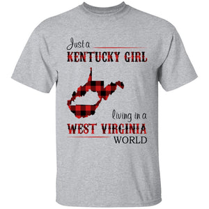 Just A Kentucky  Girl Living In A West Virginia World T-shirt - T-shirt Born Live Plaid Red Teezalo
