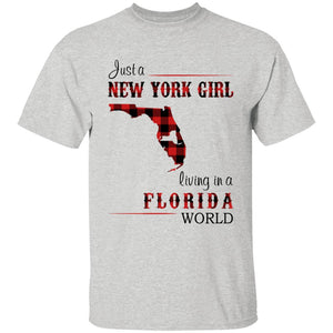 Just A New York Girl Living In A Florida World T-shirt - T-shirt Born Live Plaid Red Teezalo