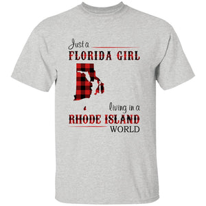 Just A Florida Girl Living In A Rhode Island World T-shirt - T-shirt Born Live Plaid Red Teezalo