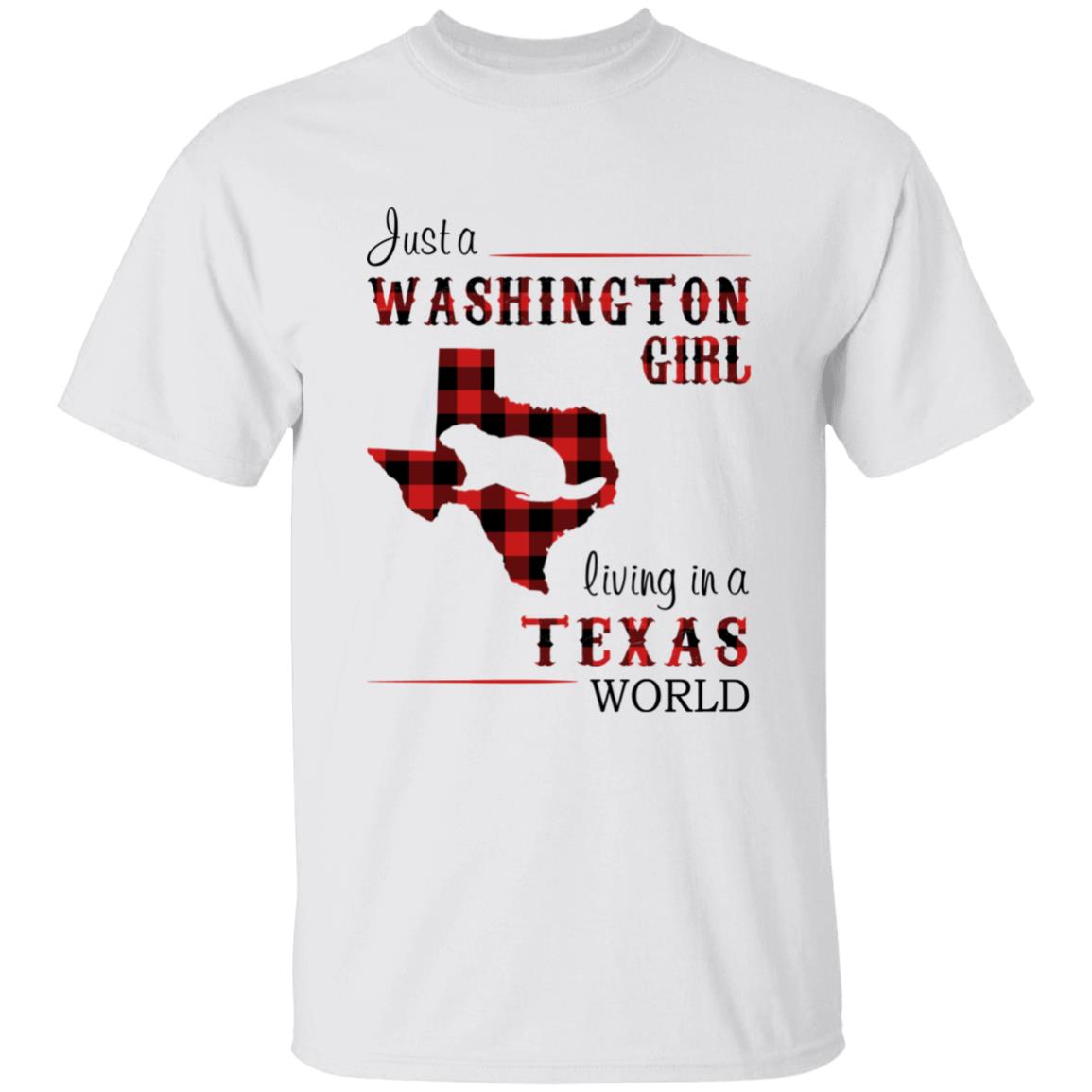 Just A Washington Girl Living In A Texas World T-shirt - T-shirt Born Live Plaid Red Teezalo