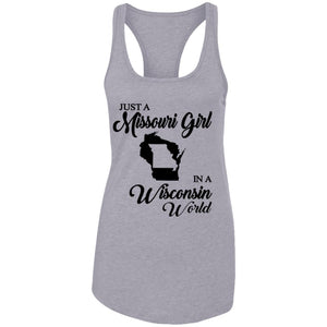 Just A Missouri Girl In A Wisconsin World T Shirt - T-shirt Teezalo