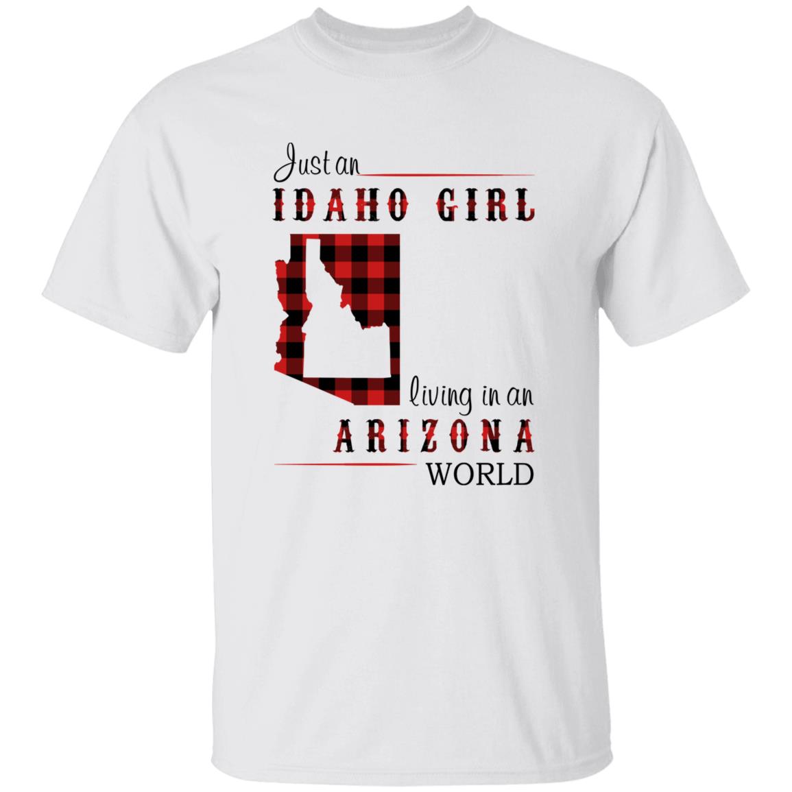 Just An Idaho Girl Living In An Arizona World T-shirt - T-shirt Born Live Plaid Red Teezalo