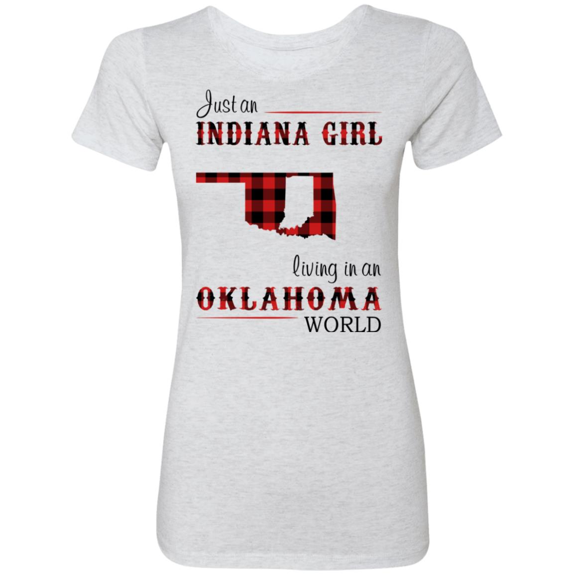 Just An Indiana Girl Living In An Oklahoma World T-Shirt - T-shirt Born Live Plaid Red Teezalo