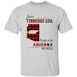 Just A Tennessee Girl Living In An Arizona World T-shirt - T-shirt Born Live Plaid Red Teezalo