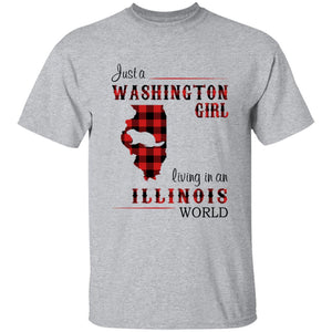 Just A Washington Girl Living In An Illinois World T-shirt - T-shirt Born Live Plaid Red Teezalo
