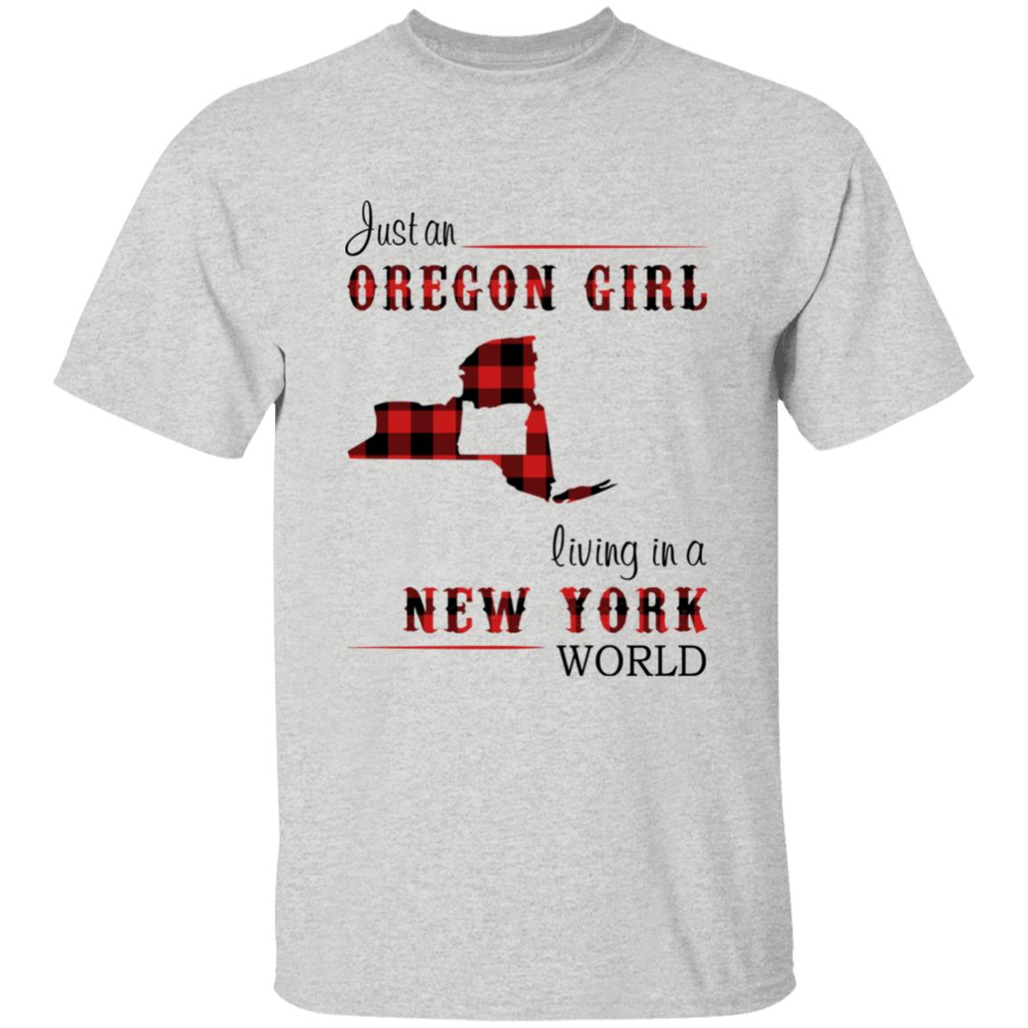 Just An Oregon Girl Living In A New York World T-shirt - T-shirt Born Live Plaid Red Teezalo