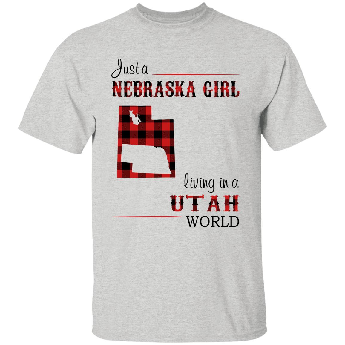 Just A Nebraska Girl Living In A Utah World T-shirt - T-shirt Born Live Plaid Red Teezalo