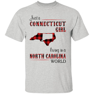 Just A Connecticut Girl Living In A North Carolina World T-shirt - T-shirt Born Live Plaid Red Teezalo