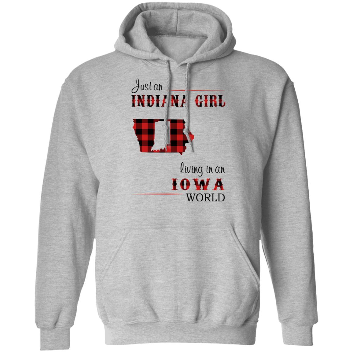 Just An Indiana Girl Living In An Iowa World T-Shirt - T-shirt Born Live Plaid Red Teezalo