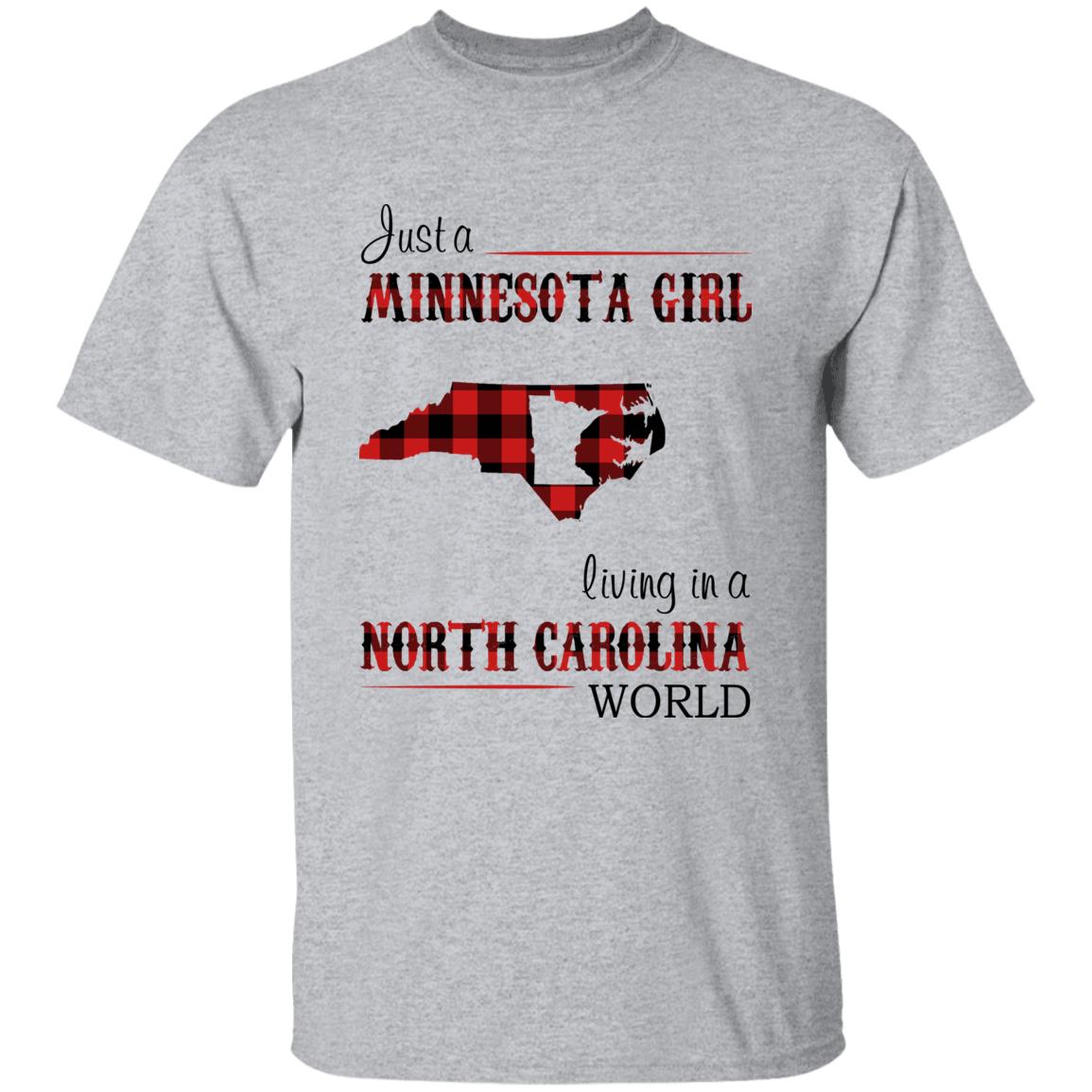 Just A Minnesota Girl Living In A North Carolina World T-shirt - T-shirt Born Live Plaid Red Teezalo