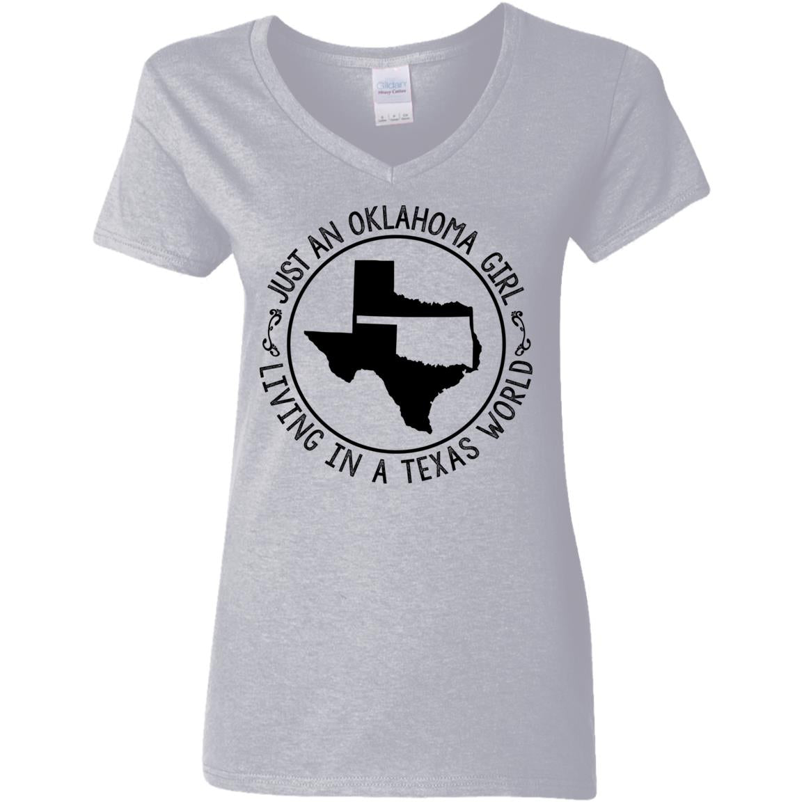 Just An Oklahoma Girl Living In Texas World Hoodie - Hoodie Teezalo