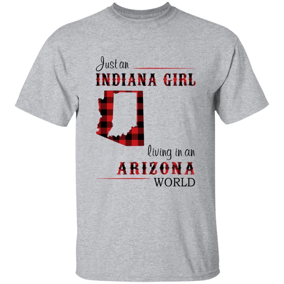 Just An Indiana Girl Living In An Arizona World T-shirt - T-shirt Born Live Plaid Red Teezalo