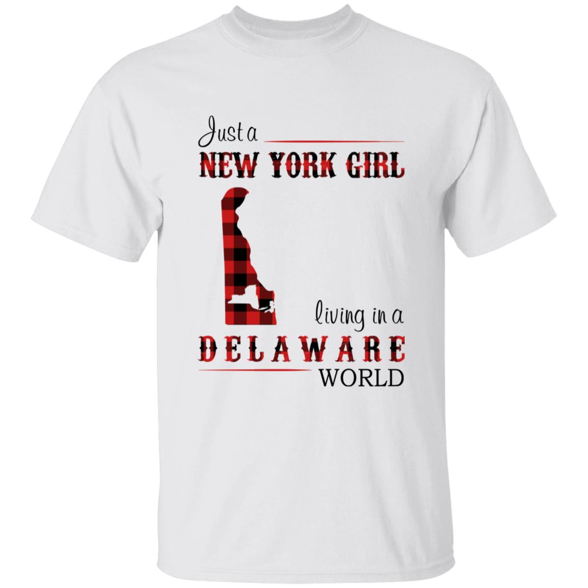 Just A New York Girl Living In A Delaware World T-shirt - T-shirt Born Live Plaid Red Teezalo