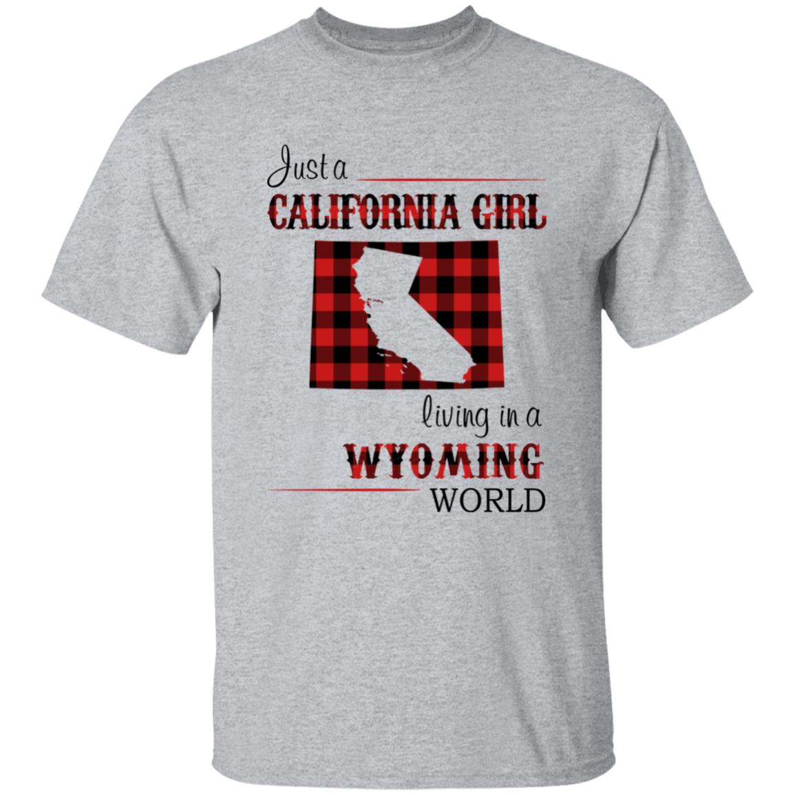Just A California Girl Living In A Wyoming World T-Shirt - T-shirt Born Live Plaid Red Teezalo