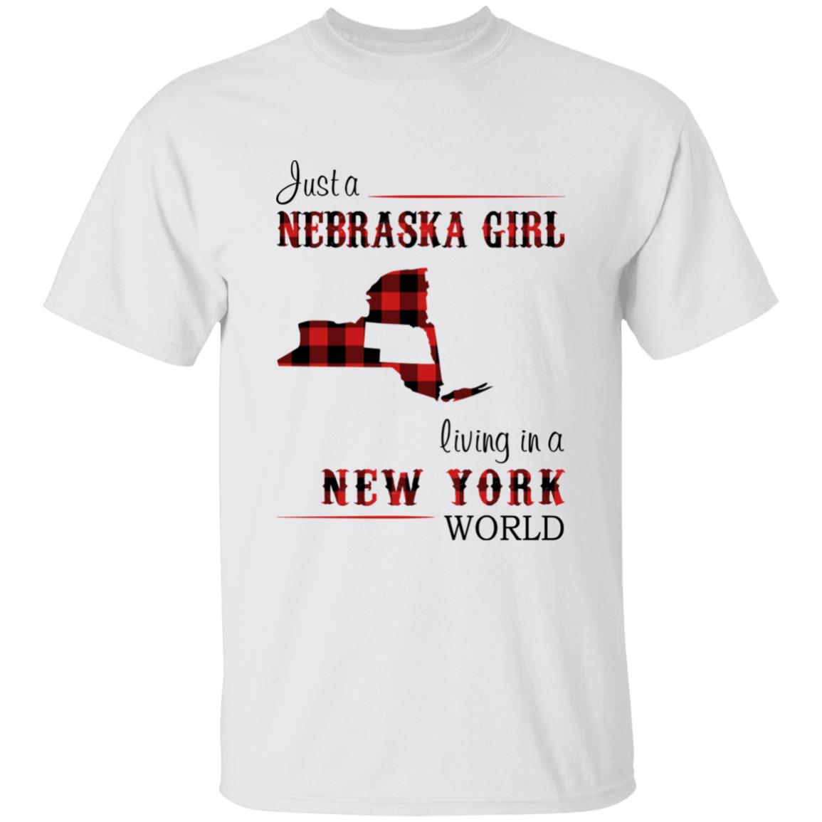 Just A Nebraska Girl Living In A New York World T-shirt - T-shirt Born Live Plaid Red Teezalo